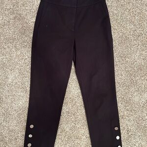 kate spade Black Skinny Ankle Pants with Metal Button Hem